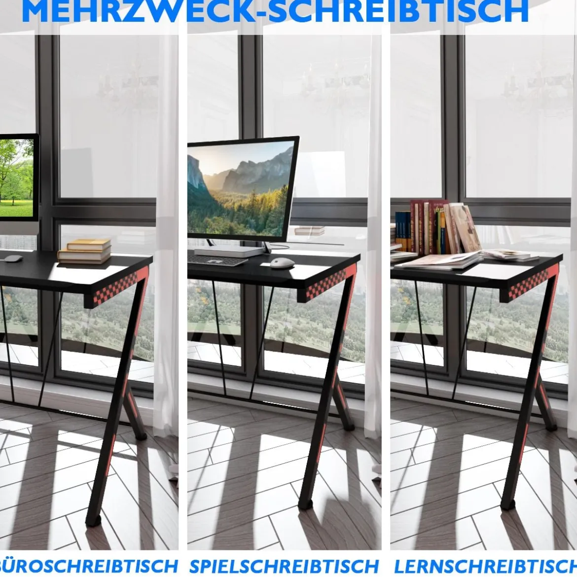 116 cm Gaming-Schreibtisch mit Ergonomischem Design 116 x 75 x 77 cm Schwarz