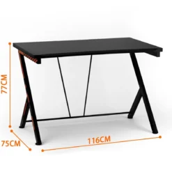 116 cm Gaming-Schreibtisch mit Ergonomischem Design 116 x 75 x 77 cm Schwarz