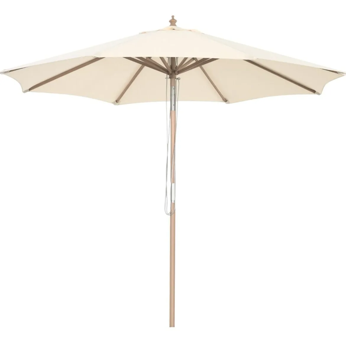 270 cm Gartenschirm aus Holz Beidseitig um 30° Knickbar Beige