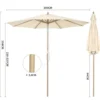 300 cm Gartenschirm aus Holz Beidseitig um 30° Knickbar Beige