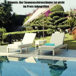 300 cm Gartenschirm aus Holz Beidseitig um 30° Knickbar Beige