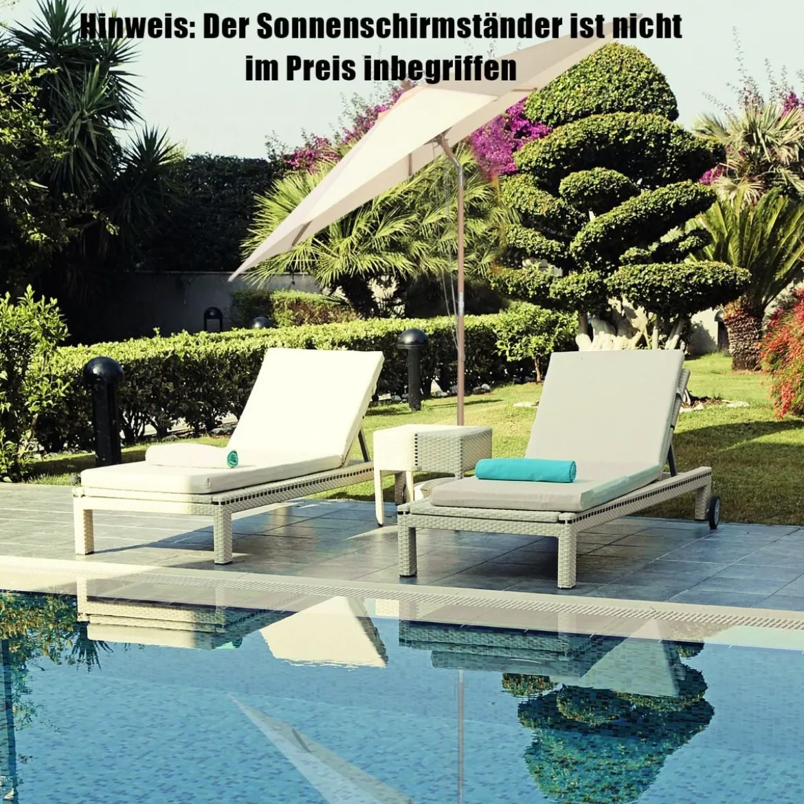 300 cm Gartenschirm aus Holz Beidseitig um 30° Knickbar Beige