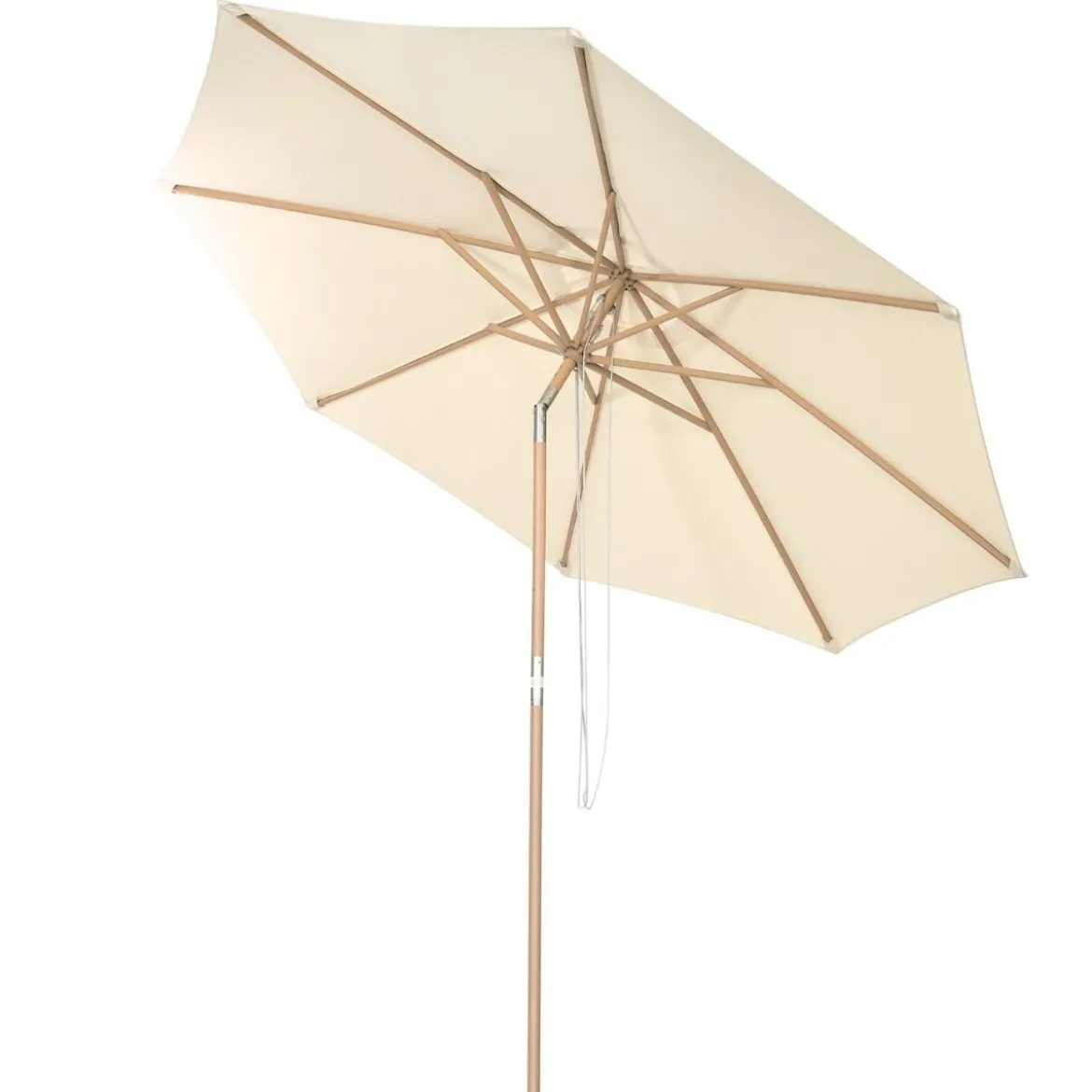 300 cm Gartenschirm aus Holz Beidseitig um 30° Knickbar Beige