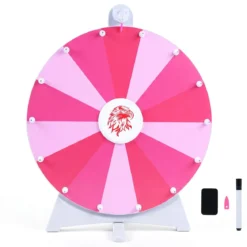 Φ 50 cm Glücksrad zum Drehen mit Abwischbarer Acryloberfläche für Tisch & Boden Rosa