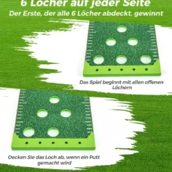 332 cm Golf Puttingmatte mit 2 Verstellbaren Schlägern & 6 Bällen Golf Übungsmatte Golf