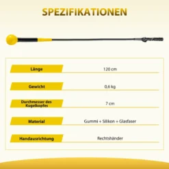 120cm Golfschwungtrainer Hilfe mit Gewichts-Kopf Golf Trainingshilfe Schwungtrainer Gelb