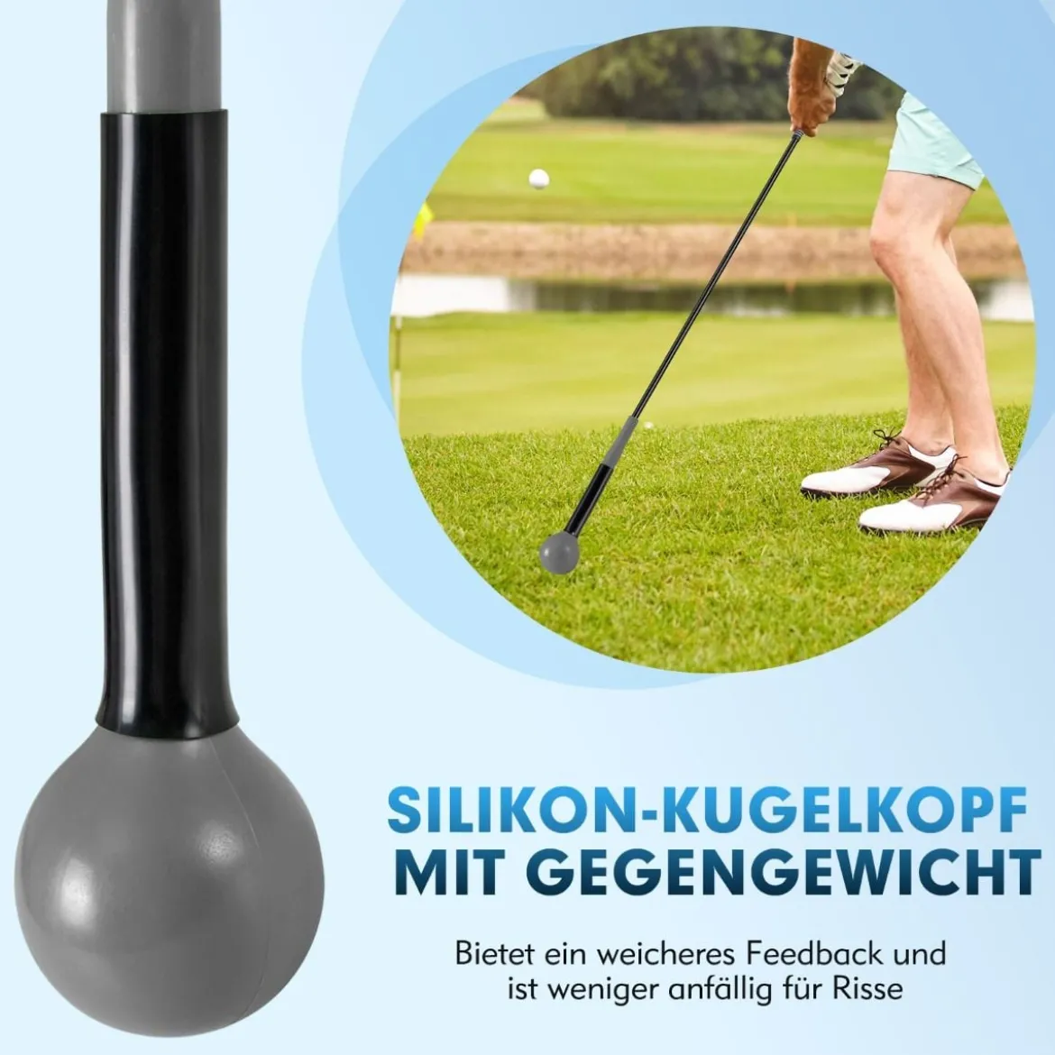 120cm Golfschwungtrainer-Hilfe mit Gewichts-Kopf Golf Trainingshilfe Schwungtrainer Grau