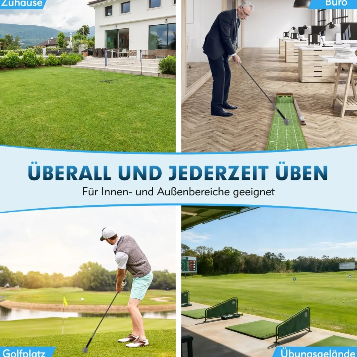 120cm Golfschwungtrainer-Hilfe mit Gewichts-Kopf Golf Trainingshilfe Schwungtrainer Grau