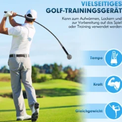120cm Golfschwungtrainer-Hilfe mit Gewichts-Kopf Golf Trainingshilfe Schwungtrainer Grau