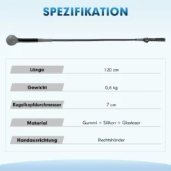120cm Golfschwungtrainer-Hilfe mit Gewichts-Kopf Golf Trainingshilfe Schwungtrainer Grau