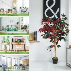 120 cm Großer Grüner Ficus-Baum im Topf Künstlicher Baum Realistische Grünpflanzen
