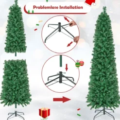 180 cm Großer Künstlicher Weihnachtsbaum in Glasfaseroptik Grün