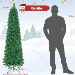 180 cm Großer Künstlicher Weihnachtsbaum in Glasfaseroptik Grün