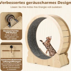 101 cm Großes Katzen-Trainingsrad Katzentretmühle mit abschließbarem Mechanismus Natur