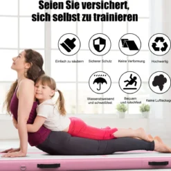 300 cm Gymnastikmatte Elektropumpe Turnmatte aufblasbar Tumbling Matte Rosa