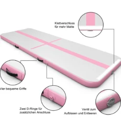 300 cm Gymnastikmatte Elektropumpe Turnmatte aufblasbar Tumbling Matte Rosa