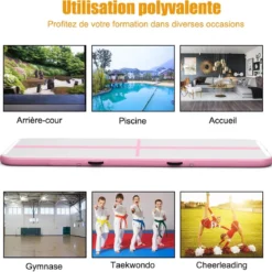 300 cm Gymnastikmatte Elektropumpe Turnmatte aufblasbar Tumbling Matte Rosa
