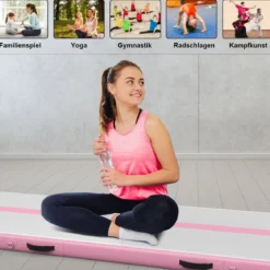 300 cm Gymnastikmatte Elektropumpe Turnmatte aufblasbar Tumbling Matte Rosa