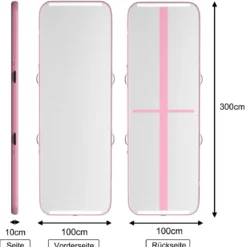 300 cm Gymnastikmatte Elektropumpe Turnmatte aufblasbar Tumbling Matte Rosa