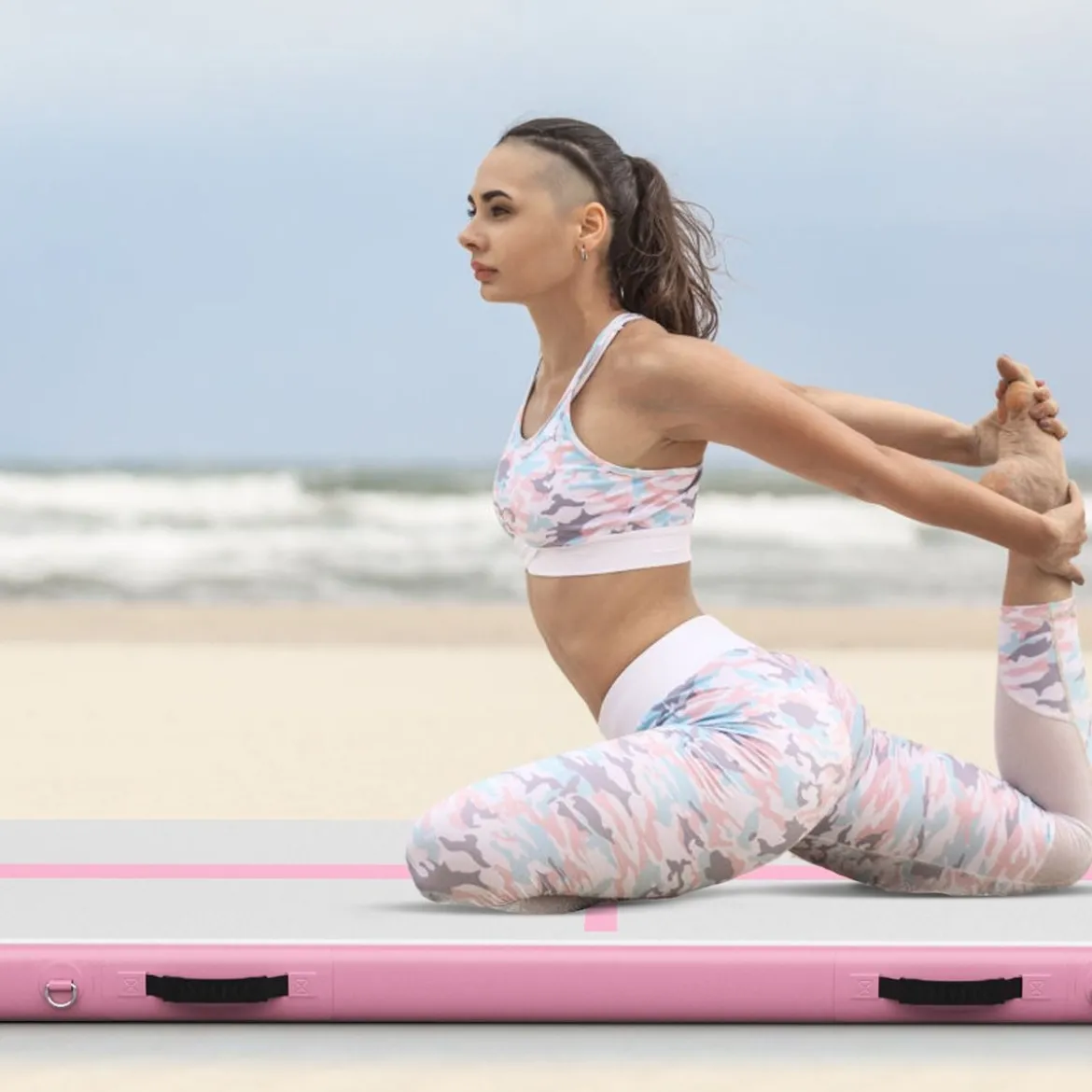 300 cm Gymnastikmatte Elektropumpe Turnmatte aufblasbar Tumbling Matte Rosa