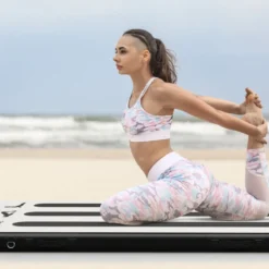 300 cm Gymnastikmatte Elektropumpe Turnmatte aufblasbar Tumbling Matte Silber
