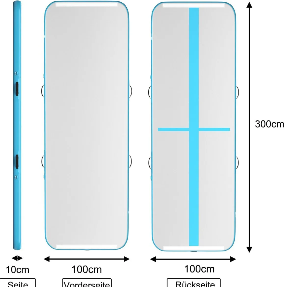 300 cm Gymnastikmatte Elektropumpe Turnmatte aufblasbar Tumbling Matte Blau