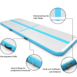 300 cm Gymnastikmatte Elektropumpe Turnmatte aufblasbar Tumbling Matte Blau