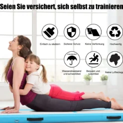300 cm Gymnastikmatte Elektropumpe Turnmatte aufblasbar Tumbling Matte Blau