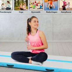 300 cm Gymnastikmatte Elektropumpe Turnmatte aufblasbar Tumbling Matte Blau