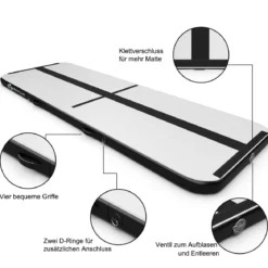 300 cm Gymnastikmatte Elektropumpe Turnmatte aufblasbar Tumbling Matte Schwarz