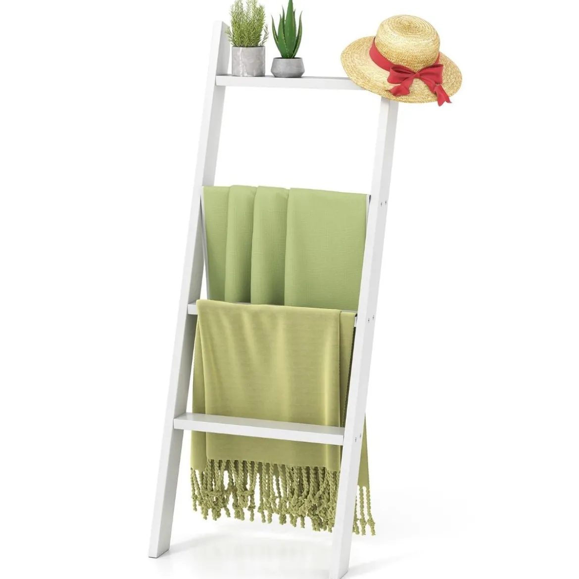 28cm Handtuchleiter mit Deckenhalterung 4-stufiger Handtuchständer Wandmontage Schwarz/Grau/Weiß
