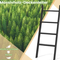 28cm Handtuchleiter mit Deckenhalterung 4-stufiger Handtuchständer Wandmontage Schwarz/Grau/Weiß