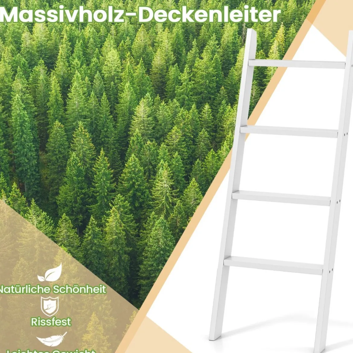 28cm Handtuchleiter mit Deckenhalterung 4-stufiger Handtuchständer Wandmontage Schwarz/Grau/Weiß