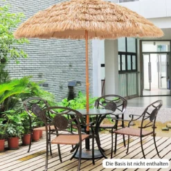 Ø205cm Hawaii Sonnenschirm Stroh Strandschirm Gartenschirm Strohschirm Terrassenschirm