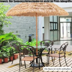 Ø205cm Hawaii Sonnenschirm Stroh Strandschirm Gartenschirm Strohschirm Terrassenschirm