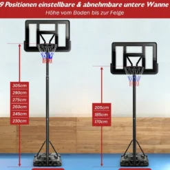170-305cm Höhenverstellbarer Basketballständer Outdoor Basketballkorb mit Ständer