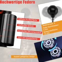 173-213 cm Höhenverstellbarer Boxsack Standboxsack 360 ° Reflexstange mit 2 Speedbällen