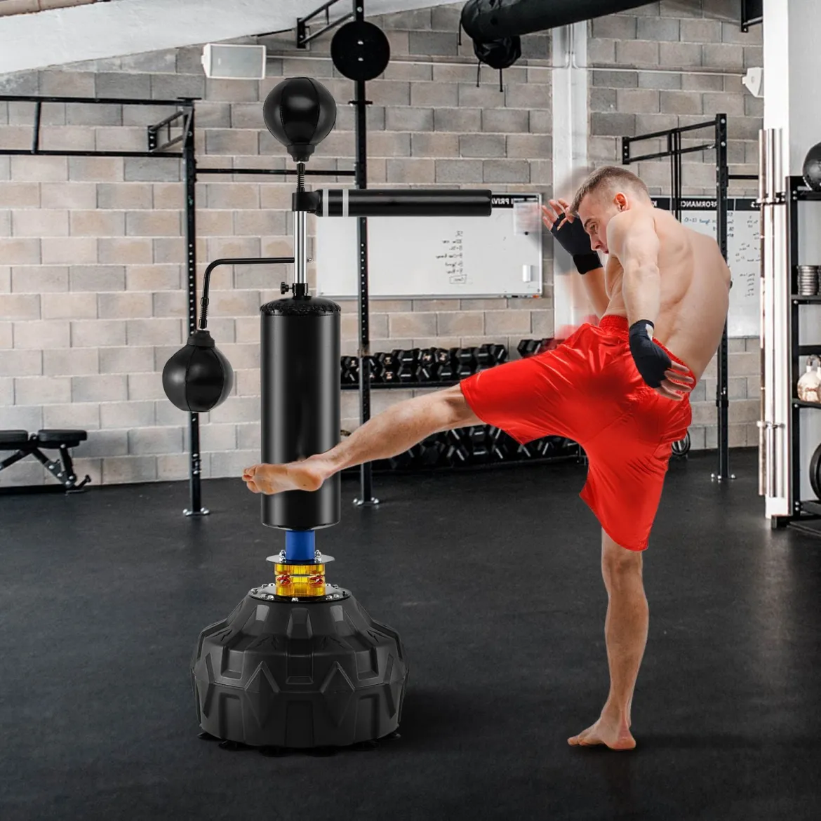 173-213 cm Höhenverstellbarer Boxsack Standboxsack 360 ° Reflexstange mit 2 Speedbällen