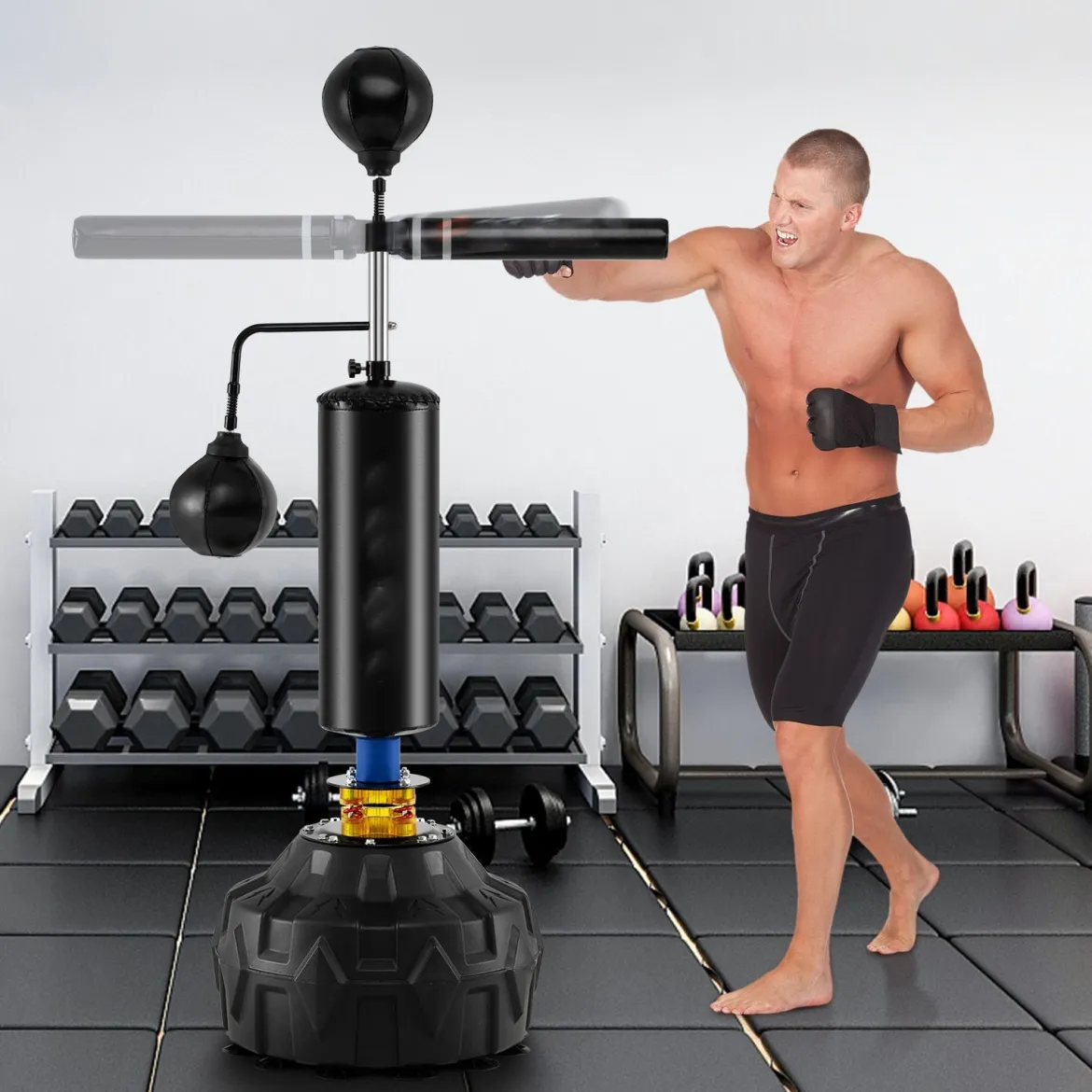 173-213 cm Höhenverstellbarer Boxsack Standboxsack 360 ° Reflexstange mit 2 Speedbällen