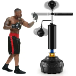 173-213 cm Höhenverstellbarer Boxsack Standboxsack 360 ° Reflexstange mit 2 Speedbällen