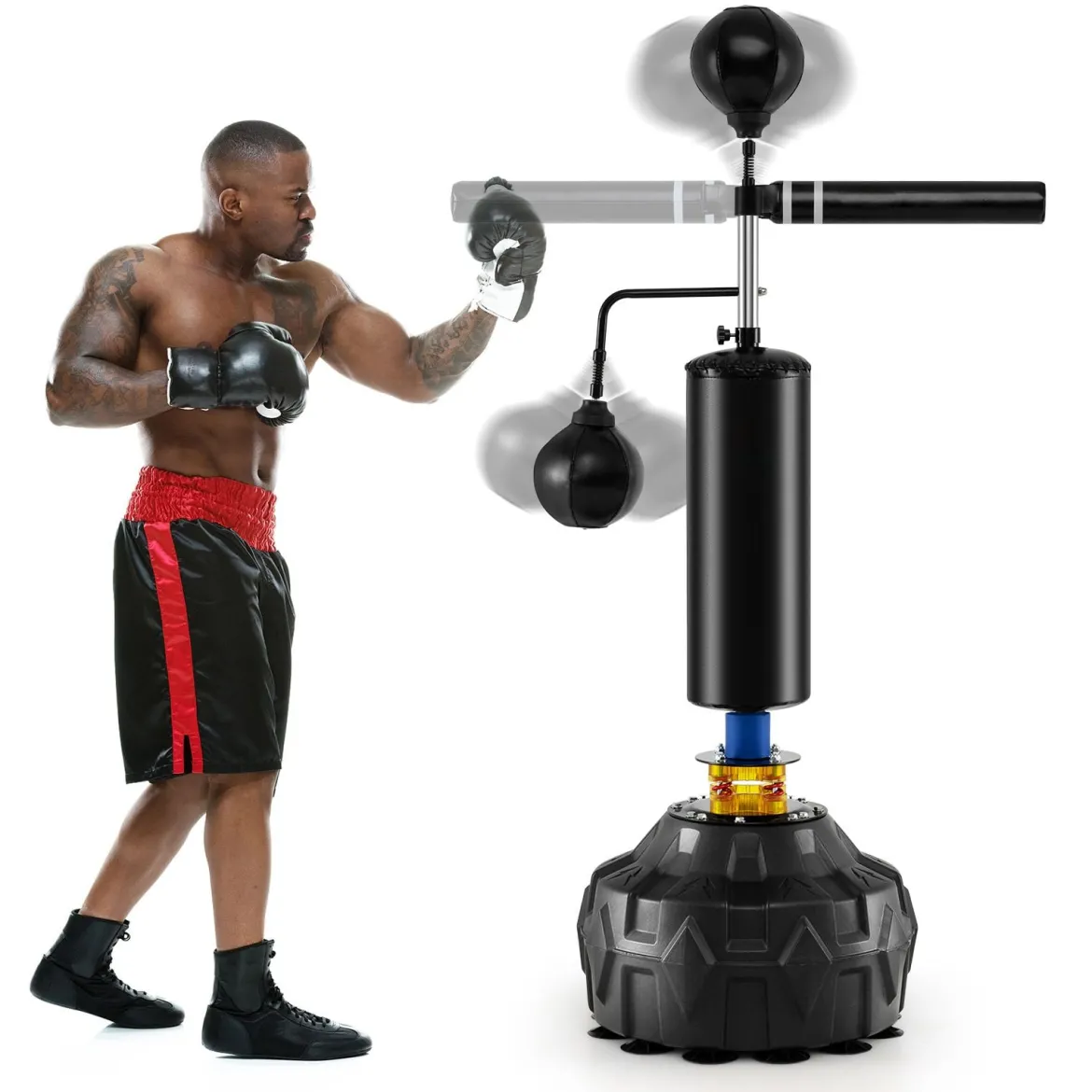 173-213 cm Höhenverstellbarer Boxsack Standboxsack 360 ° Reflexstange mit 2 Speedbällen