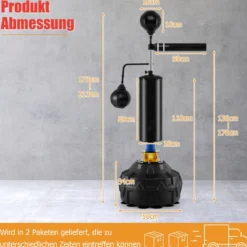 173-213 cm Höhenverstellbarer Boxsack Standboxsack 360 ° Reflexstange mit 2 Speedbällen