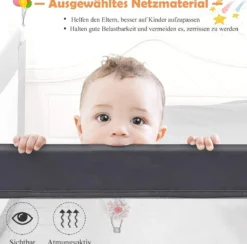 120cm Höhenverstellbares Bettschutzgitter mit Befestigungsgurt geeignet für Doppelmatratzen Grau