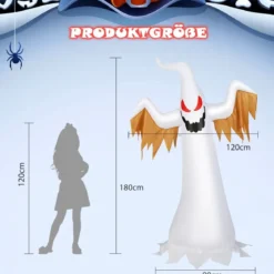180cm hoher aufblasbarer Geist für Halloween aufblasbare Halloween-Dekoration mit leuchtend LED-Lichtern