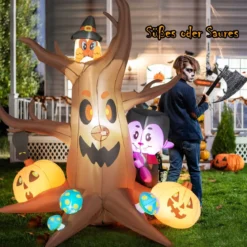 180 cm hoher Aufblasbarer toter Halloween-Baum mit Kürbis Geisterbaum mit LED-Lichtern