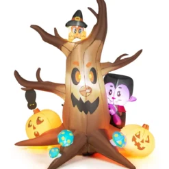 180 cm hoher Aufblasbarer toter Halloween-Baum mit Kürbis Geisterbaum mit LED-Lichtern