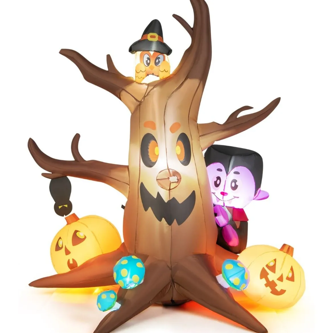 180 cm hoher Aufblasbarer toter Halloween-Baum mit Kürbis Geisterbaum mit LED-Lichtern
