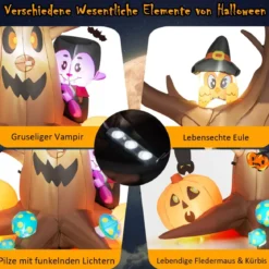 180 cm hoher Aufblasbarer toter Halloween-Baum mit Kürbis Geisterbaum mit LED-Lichtern