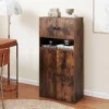 111 cm Hoher Bücherschrank mit 4 Türen 4-stöckiger Aufbewahrungsorganizer mit Verstellbarem Regal Rustikal Braun