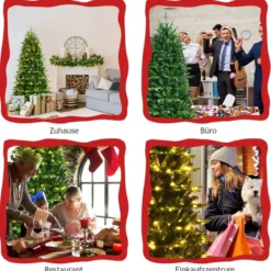 180 cm hoher beleuchteter künstlicher Weihnachtsbaum mit LED-Lichter klappbarer Tannenbaum Grün